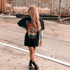 Led Zeppelin Graphic Tee in Black with Sunset Print